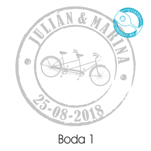 Sello boda dibujo bicicletas